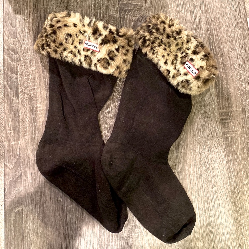 Hunter boot liners. Cheetah fur.